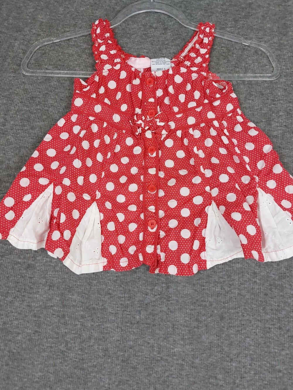 KIDS HEADQUARTERS GIRLS RED WHITE POLKADOT BABYDOLL STYLE TANK TOP SIZE 5